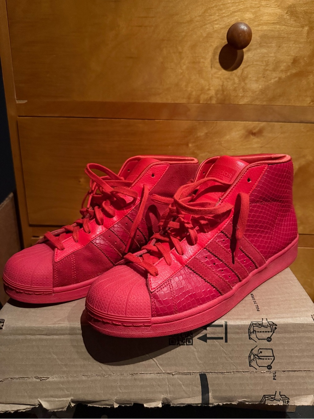 Adidas Pro Model High Top Suede Leather Red Shoes